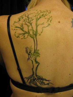 Tree Tattoo On Girl's Back